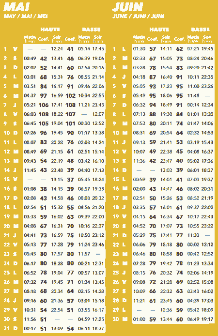 Calendrier marée Ile d'Yeu 2020: coefficients et horaires 🌊